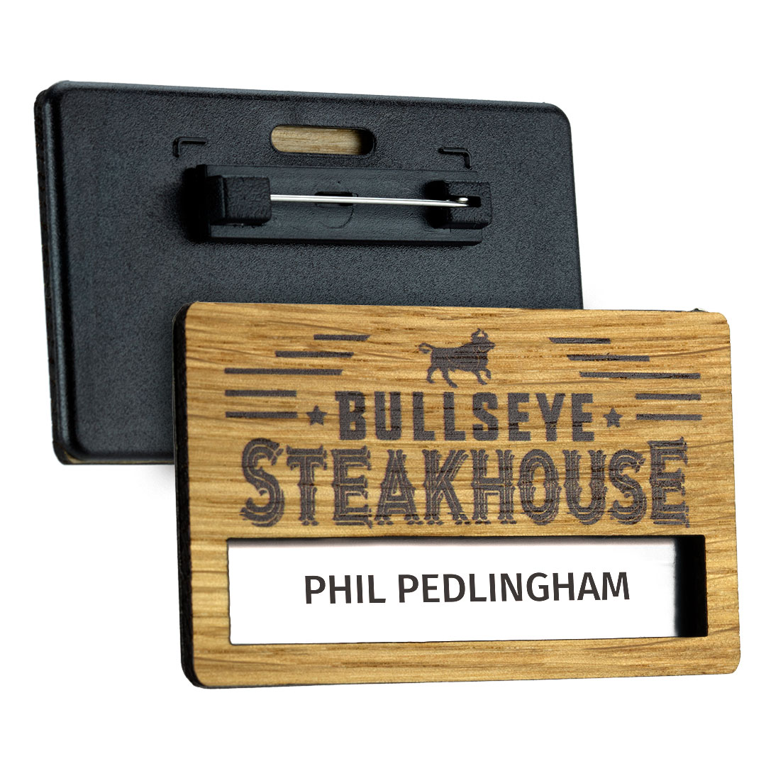 Reusable Wood Name Badges Purple Moon 1